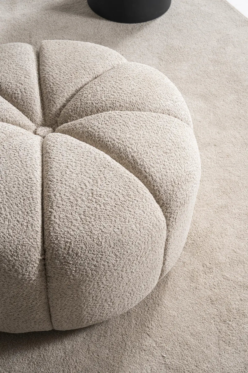 32" Taupe Tufted Boucle Tufted Round Ottoman Homeroots Living Room
