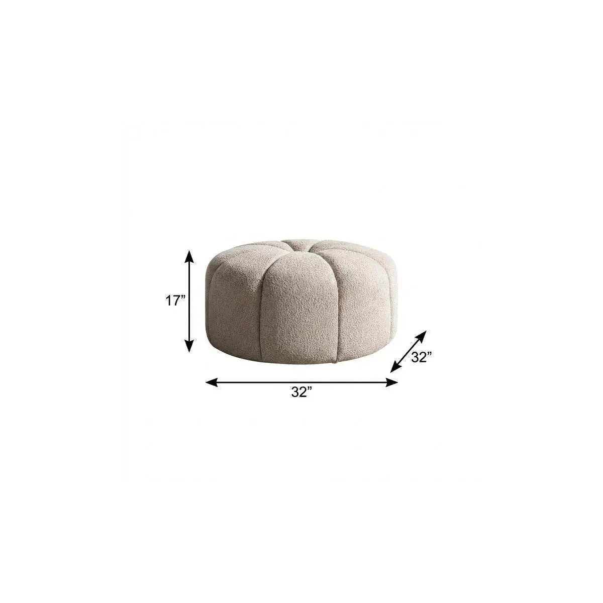 32" Taupe Tufted Boucle Tufted Round Ottoman Homeroots Living Room