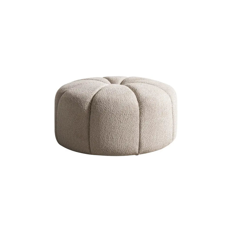32" Taupe Tufted Boucle Tufted Round Ottoman Homeroots Living Room