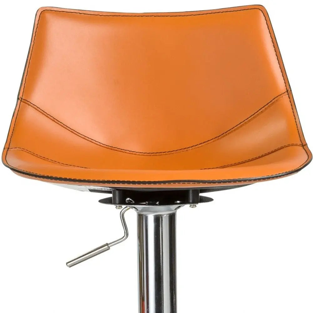 32" Terra Cotta And Silver Steel Swivel Low Back Bar Height Bar Chair Homeroots Living Room