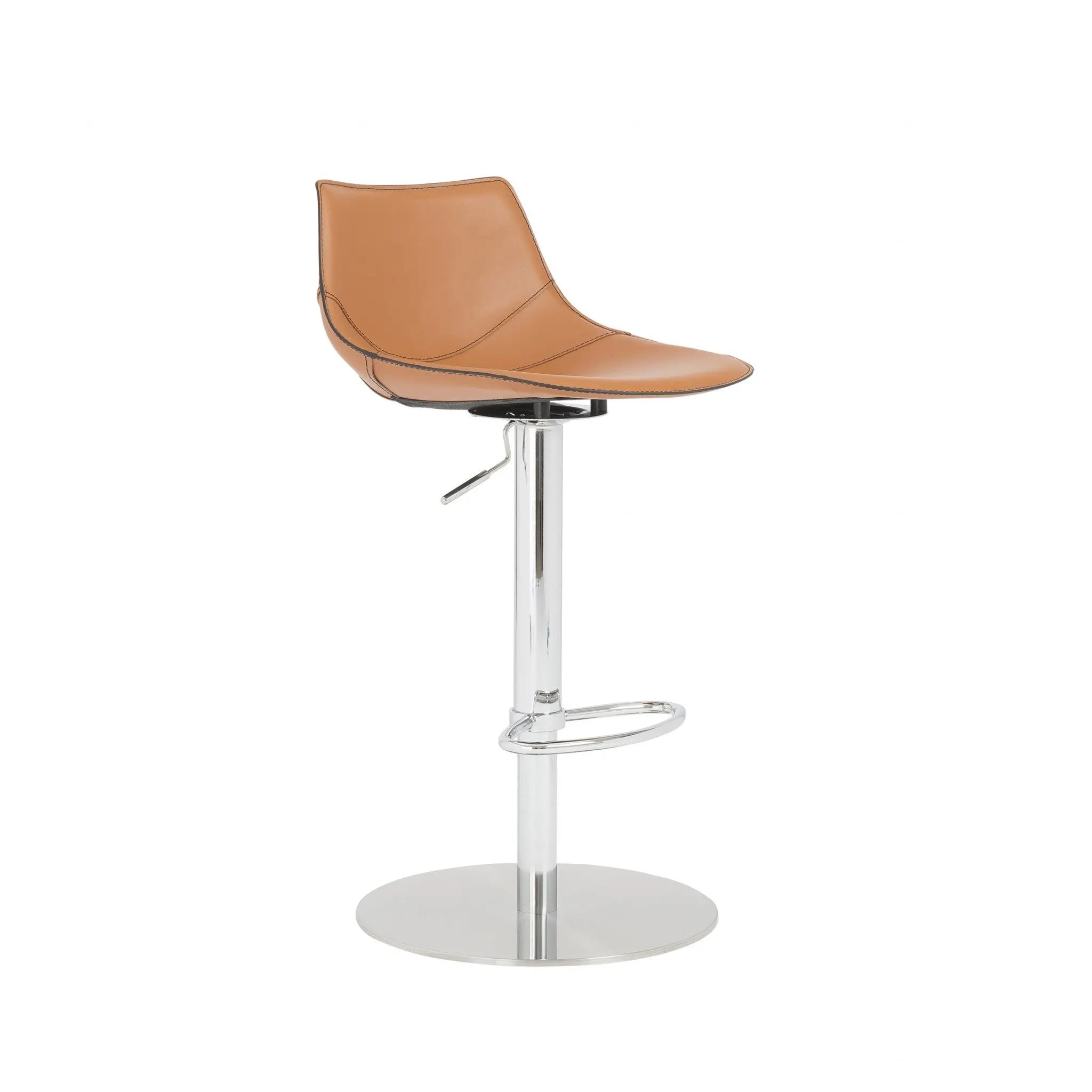 32" Terra Cotta And Silver Steel Swivel Low Back Bar Height Bar Chair Homeroots Living Room