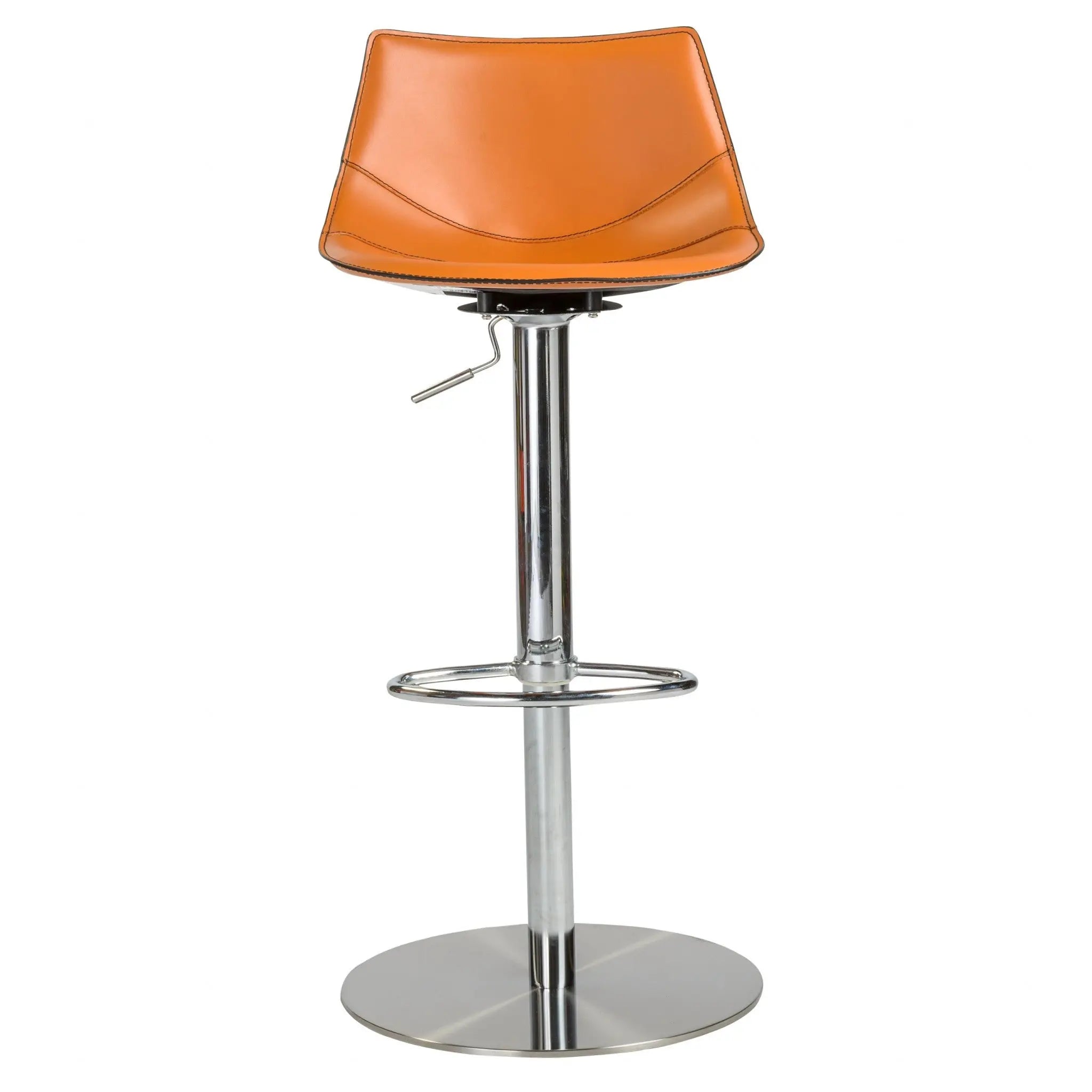 32" Terra Cotta And Silver Steel Swivel Low Back Bar Height Bar Chair Homeroots Living Room
