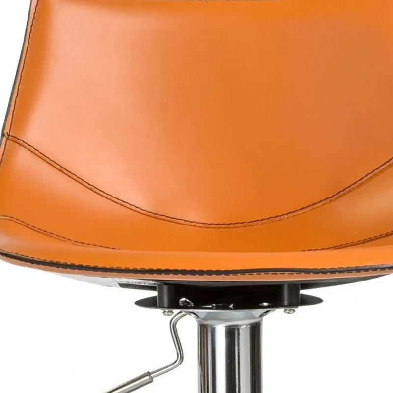 32" Terra Cotta And Silver Steel Swivel Low Back Bar Height Bar Chair Homeroots Living Room