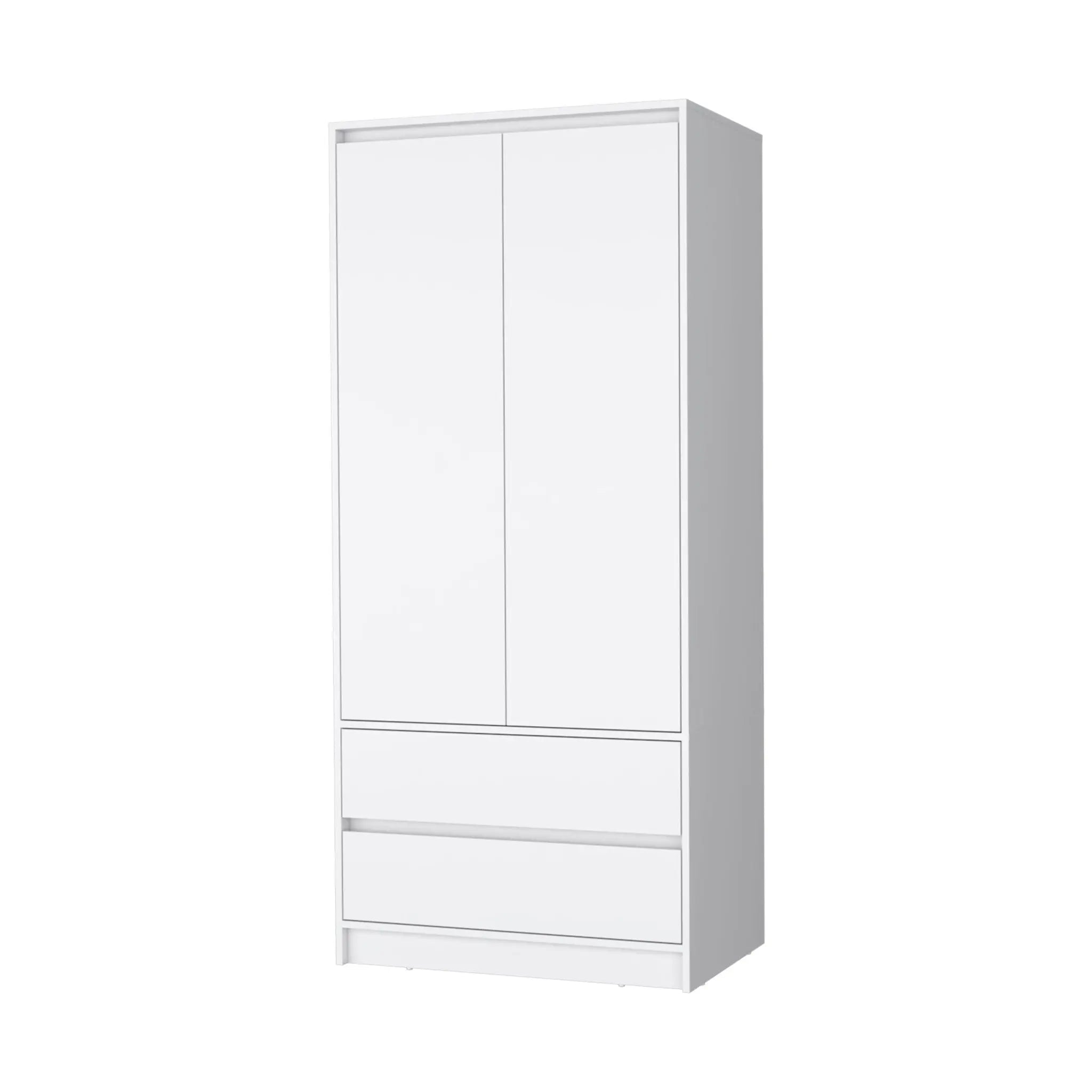 32" White Accent Cabinet Soft Close With Multiple Shelves And Two Drawers Homeroots Bed & Bath