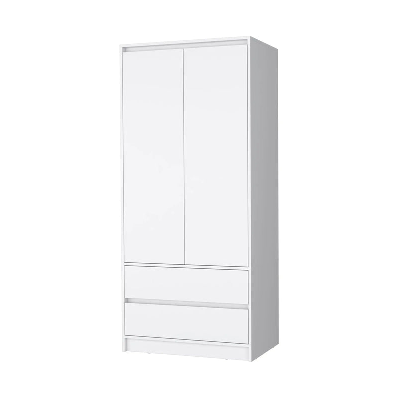 32" White Accent Cabinet Soft Close With Multiple Shelves And Two Drawers Homeroots Bed & Bath