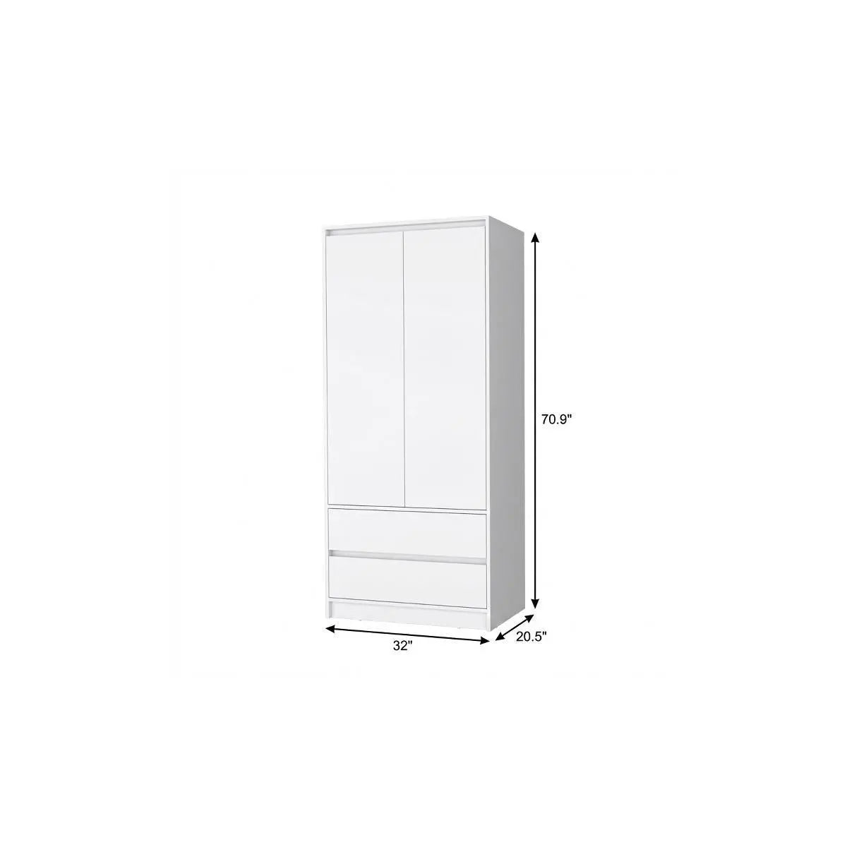 32" White Accent Cabinet Soft Close With Multiple Shelves And Two Drawers Homeroots Bed & Bath