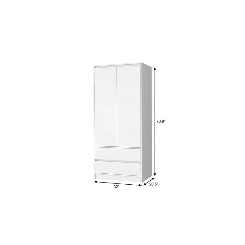 32" White Accent Cabinet Soft Close With Multiple Shelves And Two Drawers Homeroots Bed & Bath