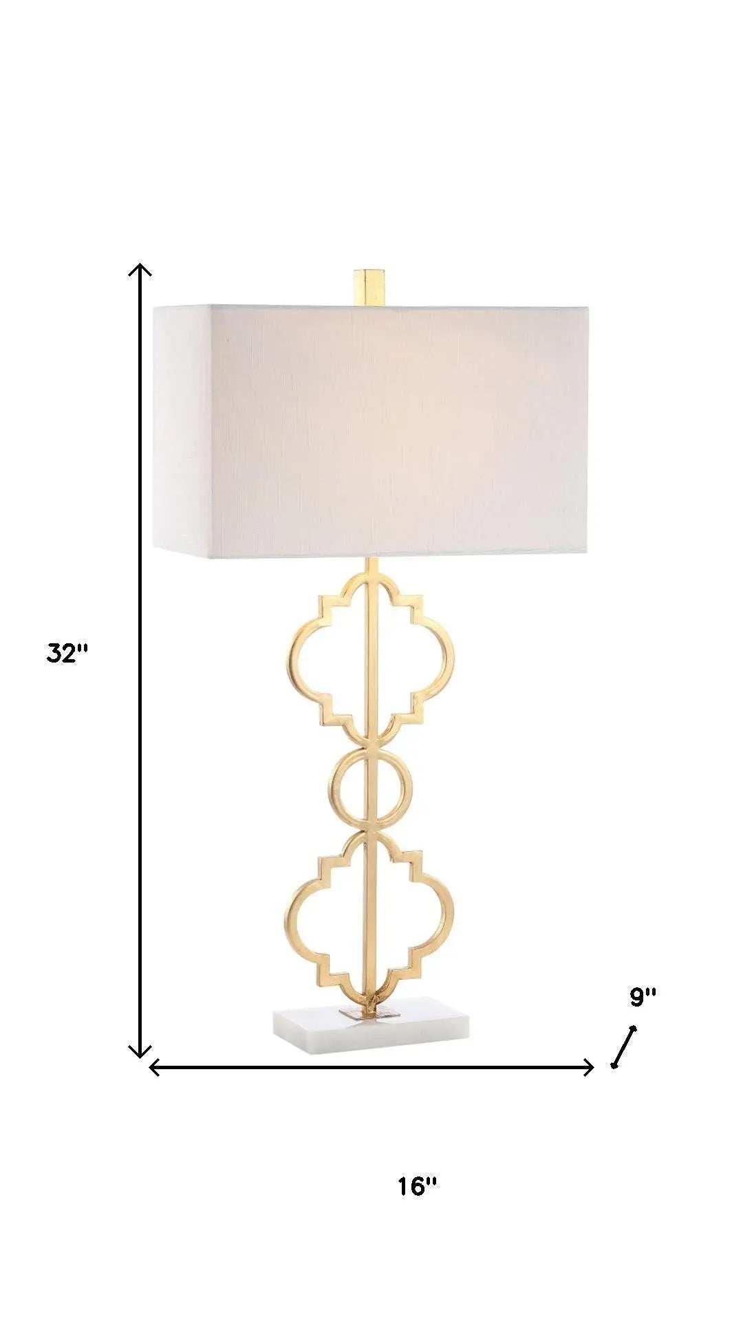 32" White Geometric Table Lamp With Shade Homeroots Lighting