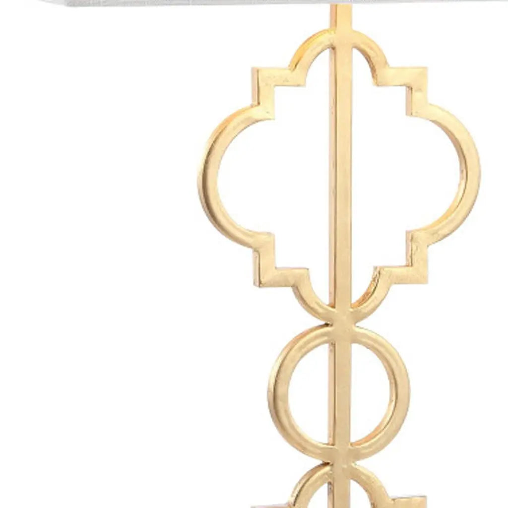 32" White Geometric Table Lamp With Shade Homeroots Lighting