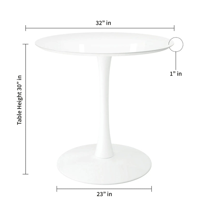 32" White Metal Dining Table Homeroots Kitchen & Dining
