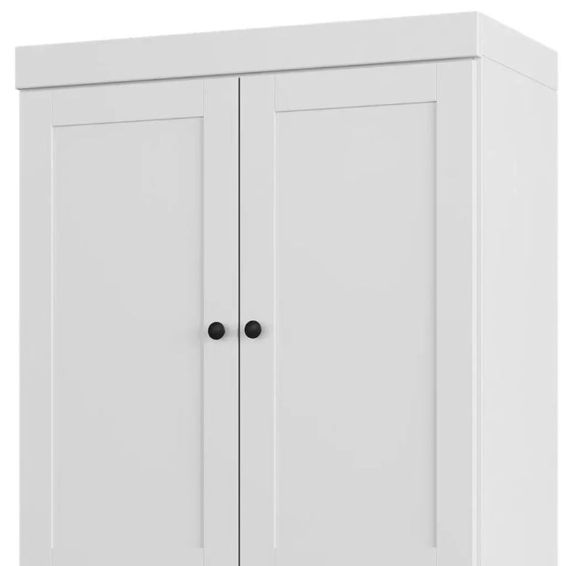 32" White Solid Wood Free Standing Four Door Linen Cabinet Homeroots Organization