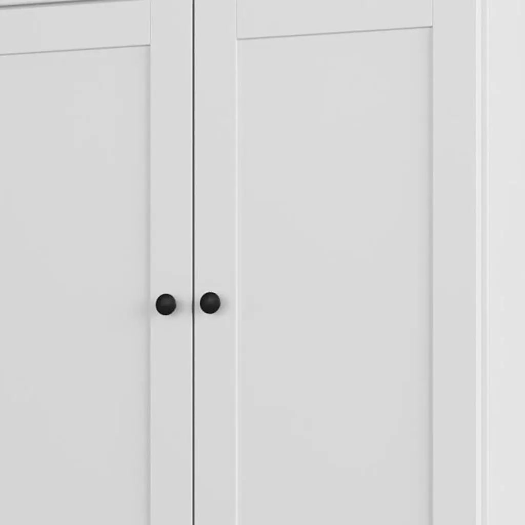 32" White Solid Wood Free Standing Four Door Linen Cabinet Homeroots Organization