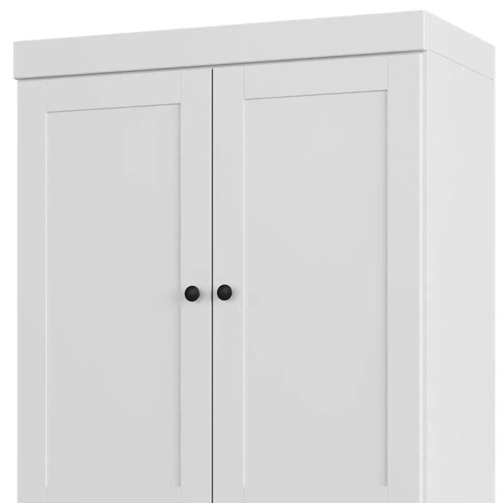 32" White Solid Wood Free Standing Four Door Linen Cabinet Homeroots Organization