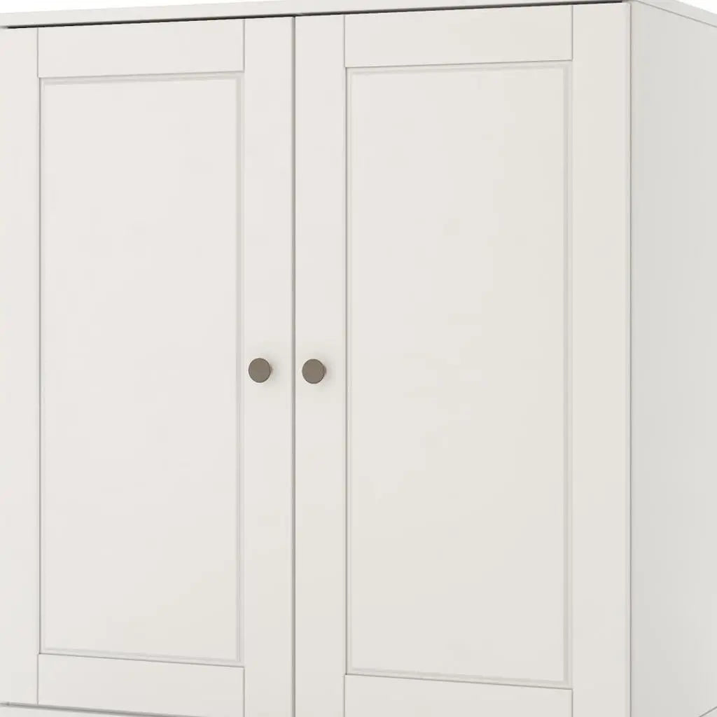 32" White Solid Wood Raised Panel Double Door Linen Cabinet Homeroots Organization