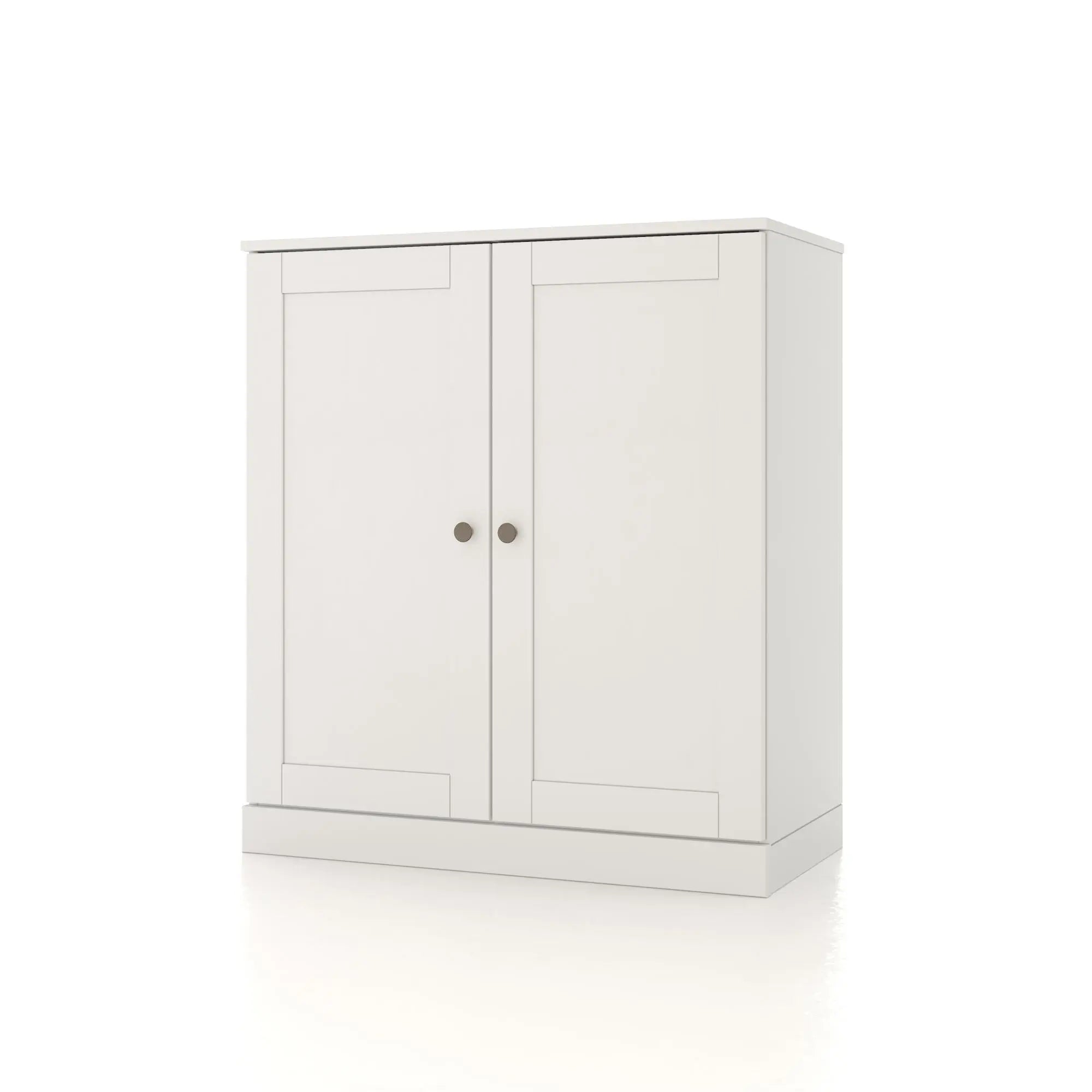 32" White Solid Wood Shaker Style Double Door Linen Cabinet Homeroots Organization