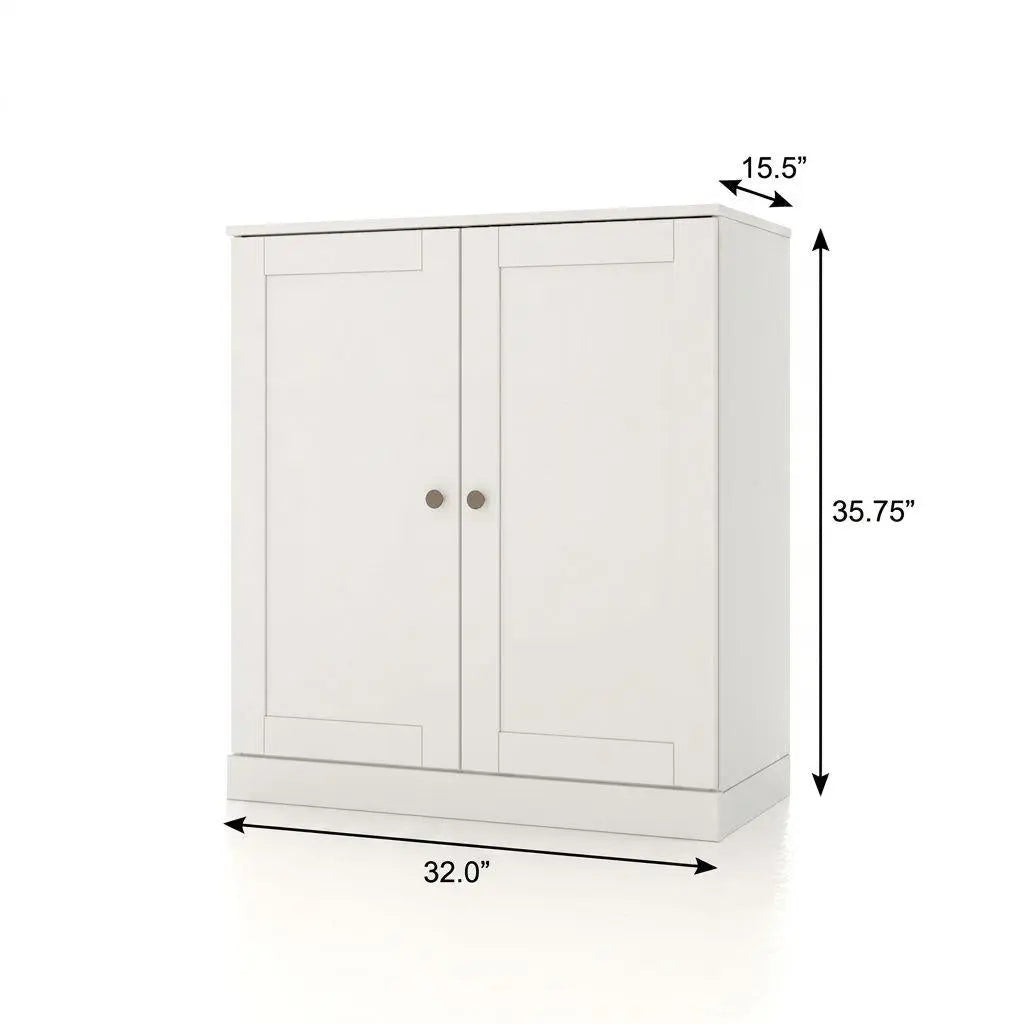32" White Solid Wood Shaker Style Double Door Linen Cabinet Homeroots Organization