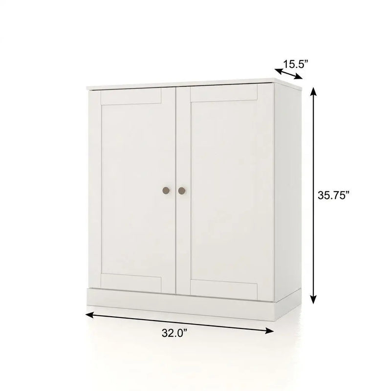 32" White Solid Wood Shaker Style Double Door Linen Cabinet Homeroots Organization