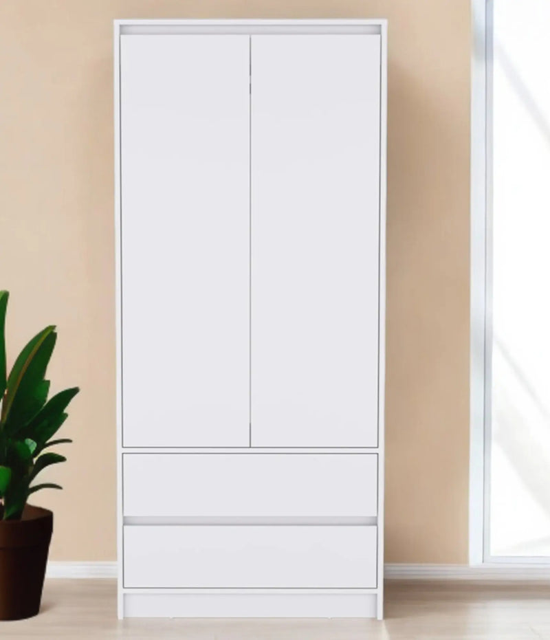 32" White Two Drawer Combo Dresser Homeroots Bed & Bath