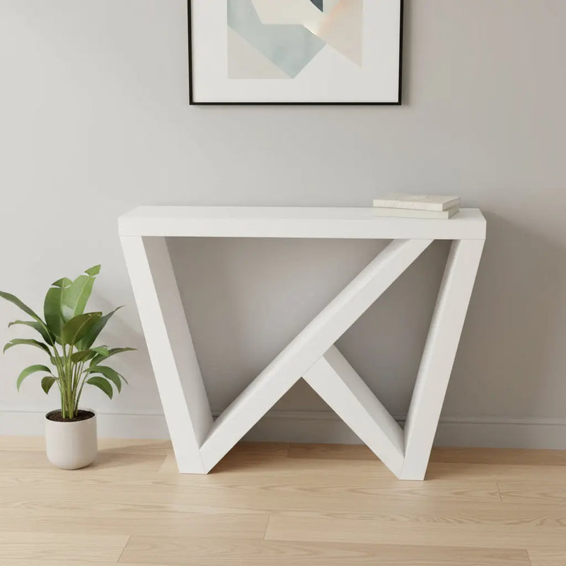 32" White Wood Abstract End Table Homeroots Living Room