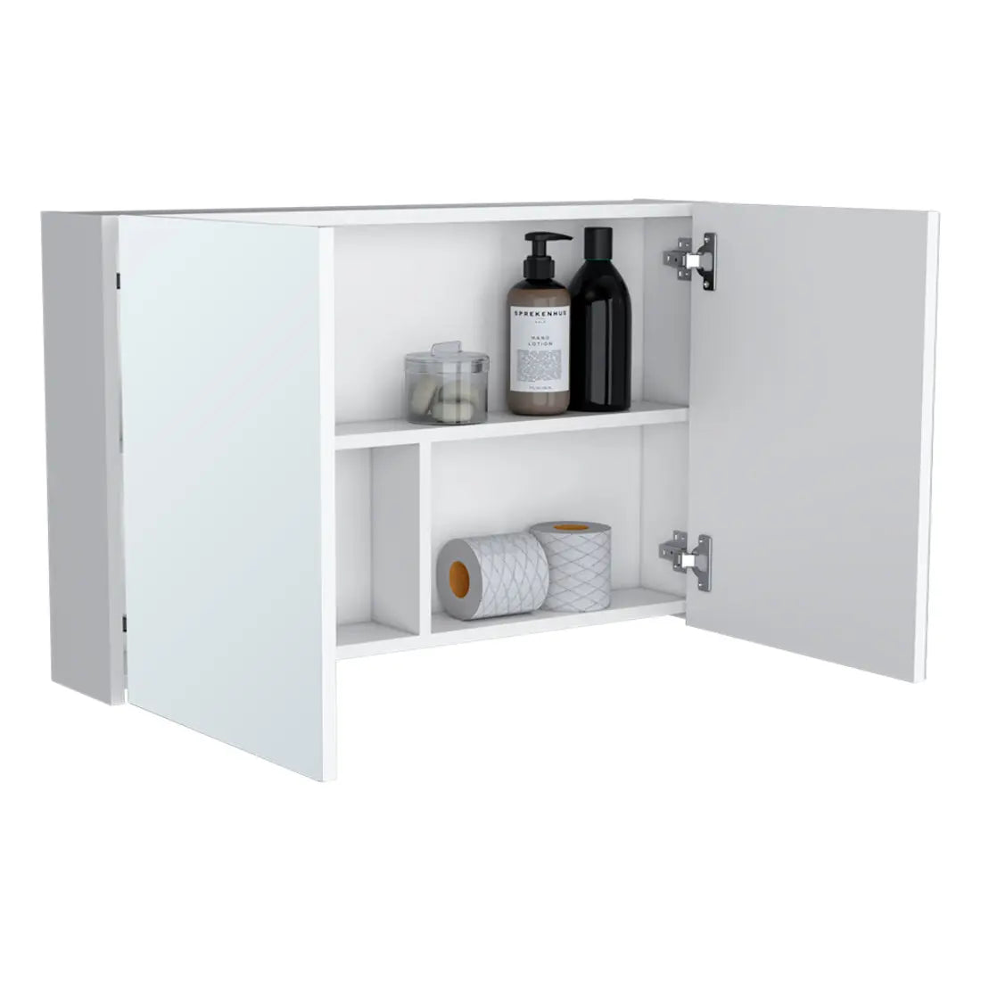 32" White Wood Floating Double Door Bathroom Vanity And Medicine Cabinet With Mirror Homeroots Bed & Bath