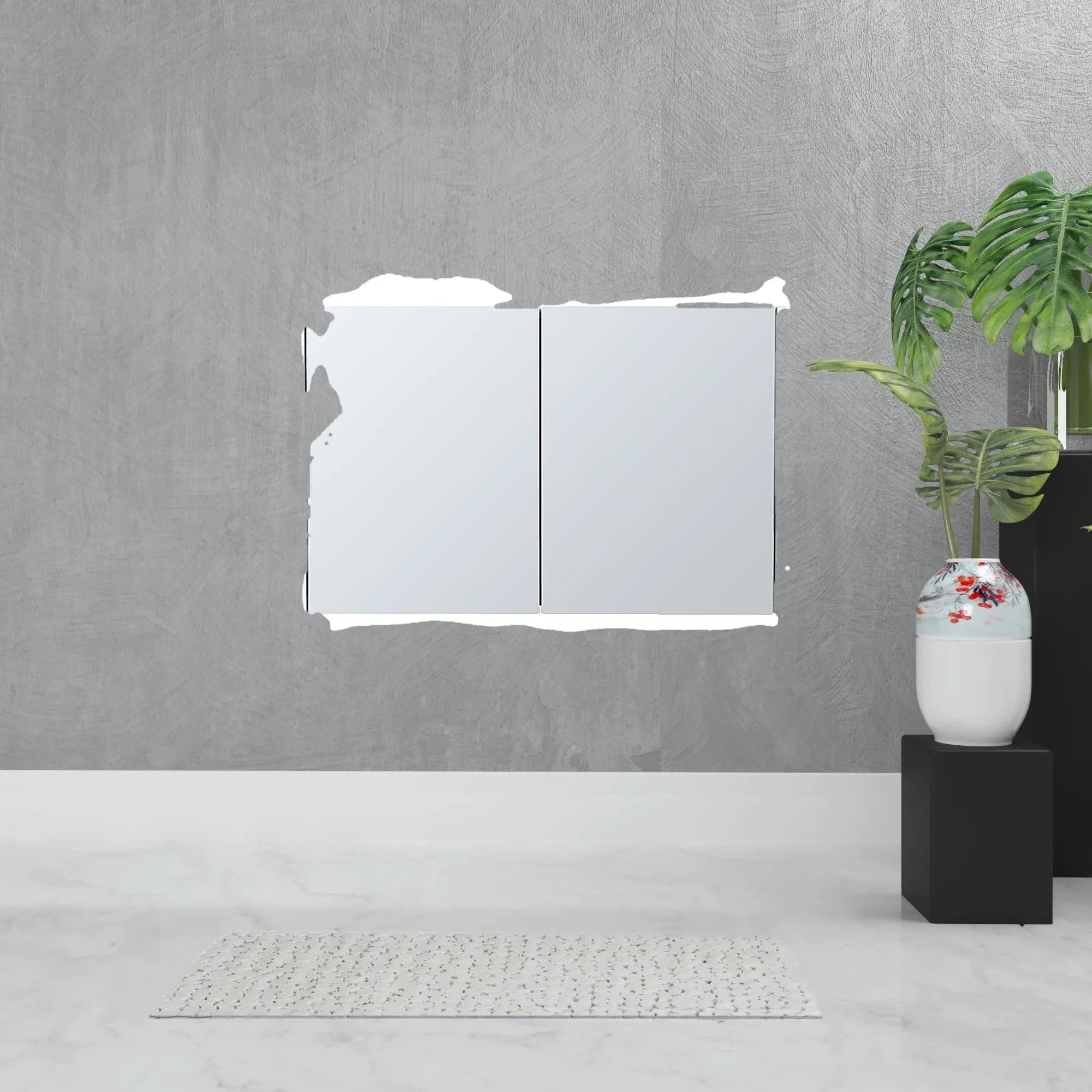 32" White Wood Floating Double Door Bathroom Vanity And Medicine Cabinet With Mirror Homeroots Bed & Bath