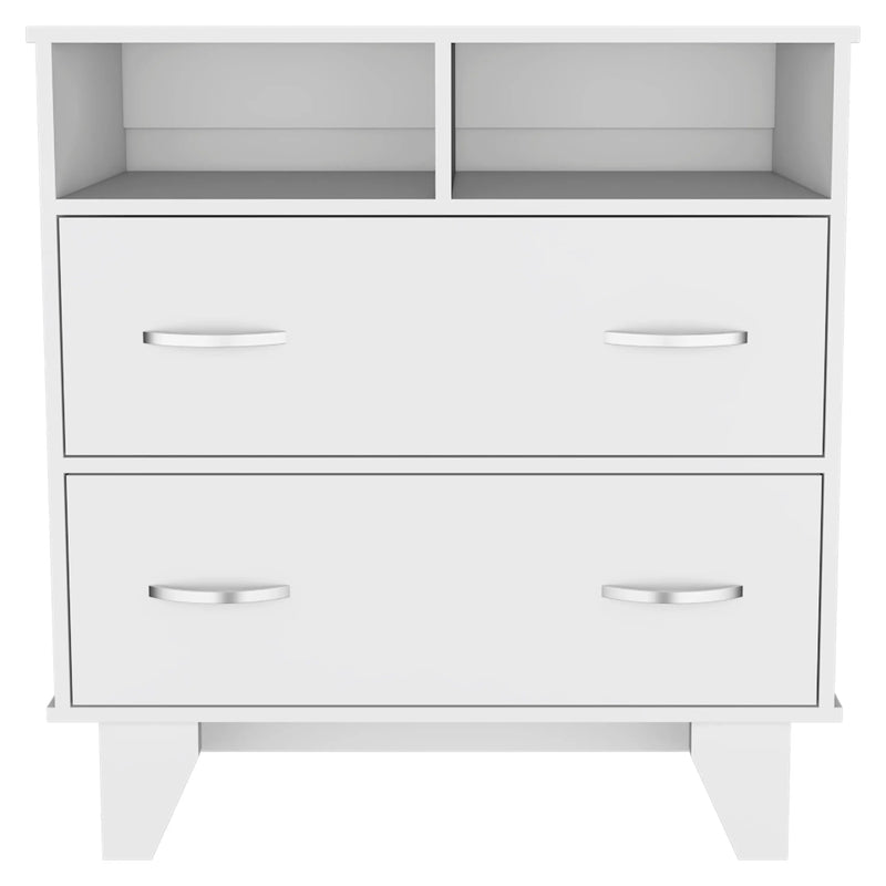 32" White Wood Two Drawer Dresser Homeroots Bed & Bath