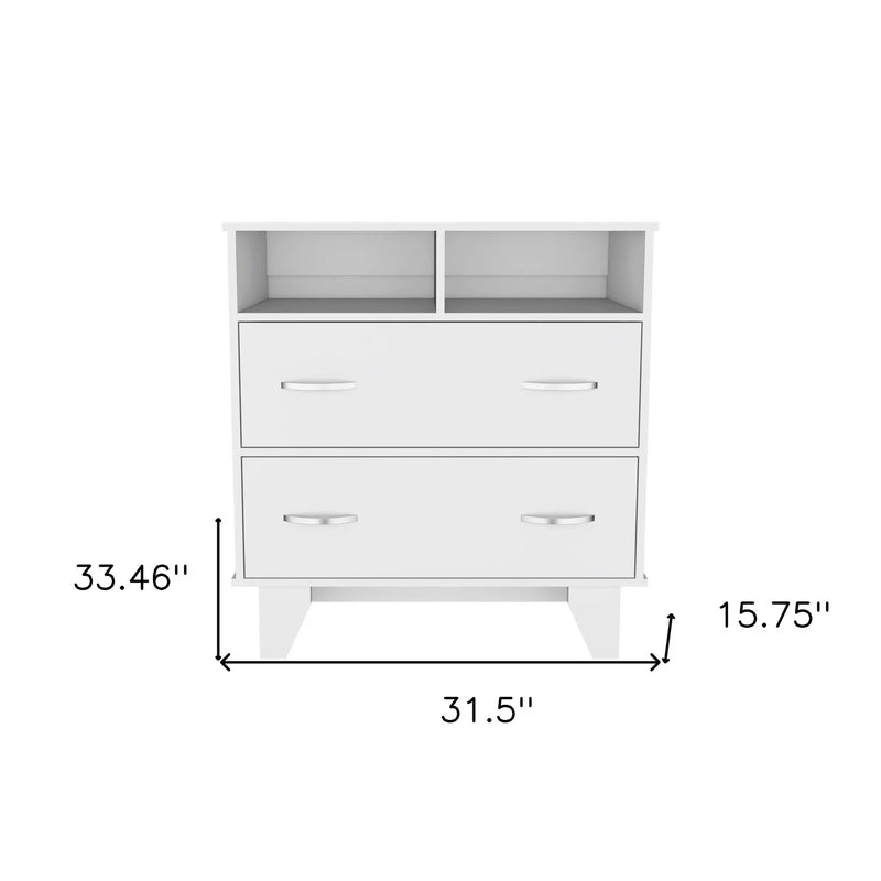 32" White Wood Two Drawer Dresser Homeroots Bed & Bath