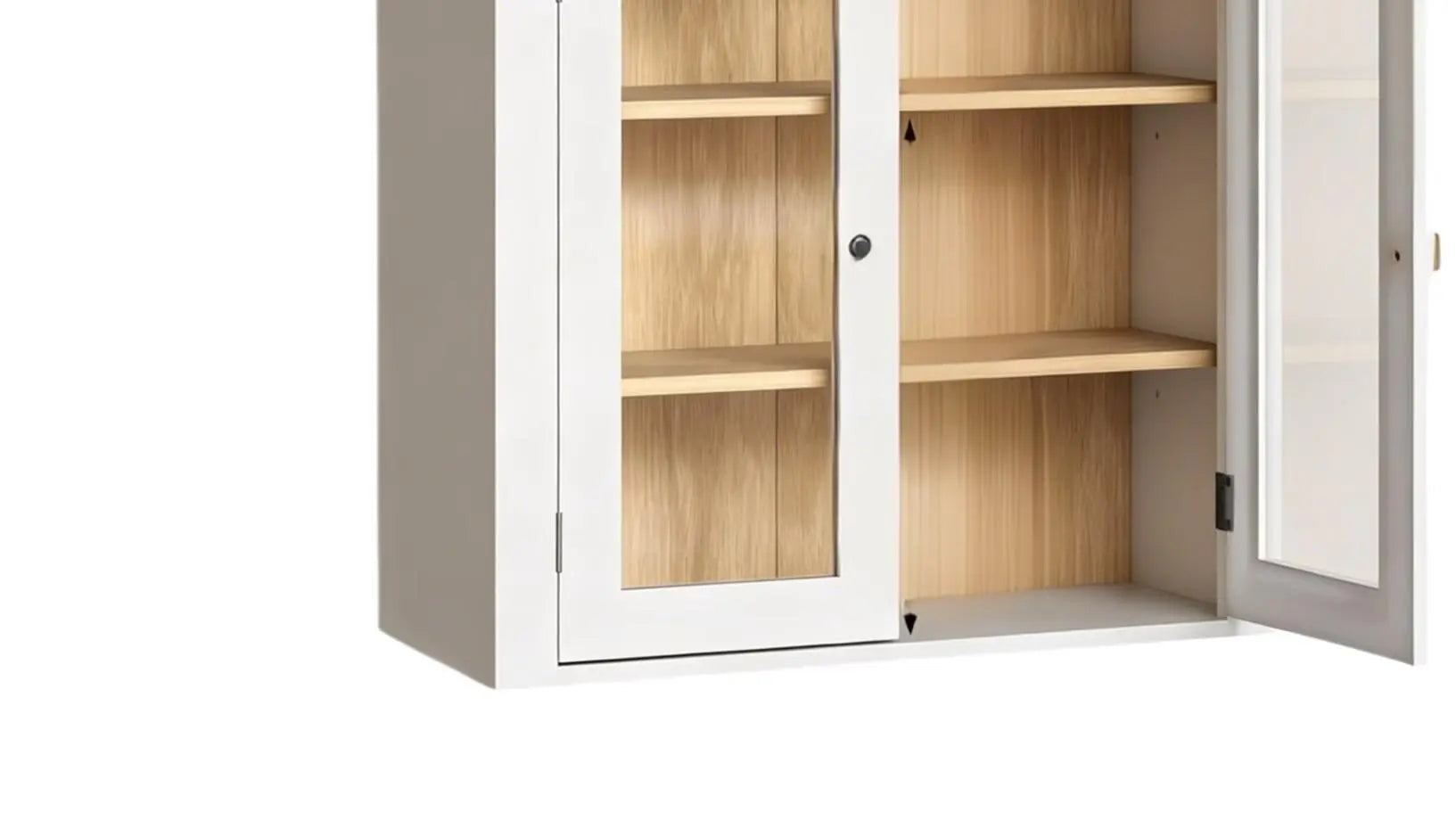 32" White Wood Wall Mounted Glass Panel Inlay Four Door Bathroom Cabinet Homeroots Organization