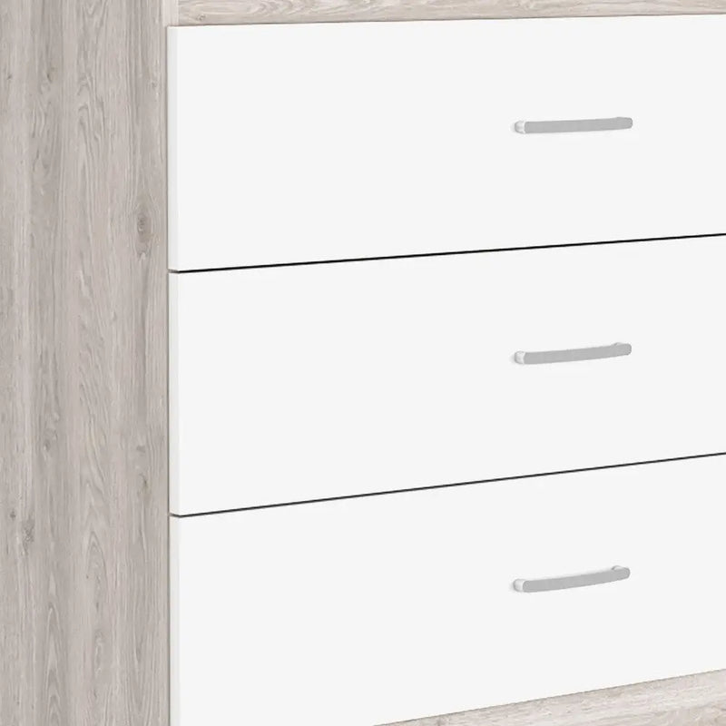 32" White and Gray Three Drawer Dresser Homeroots Bed & Bath