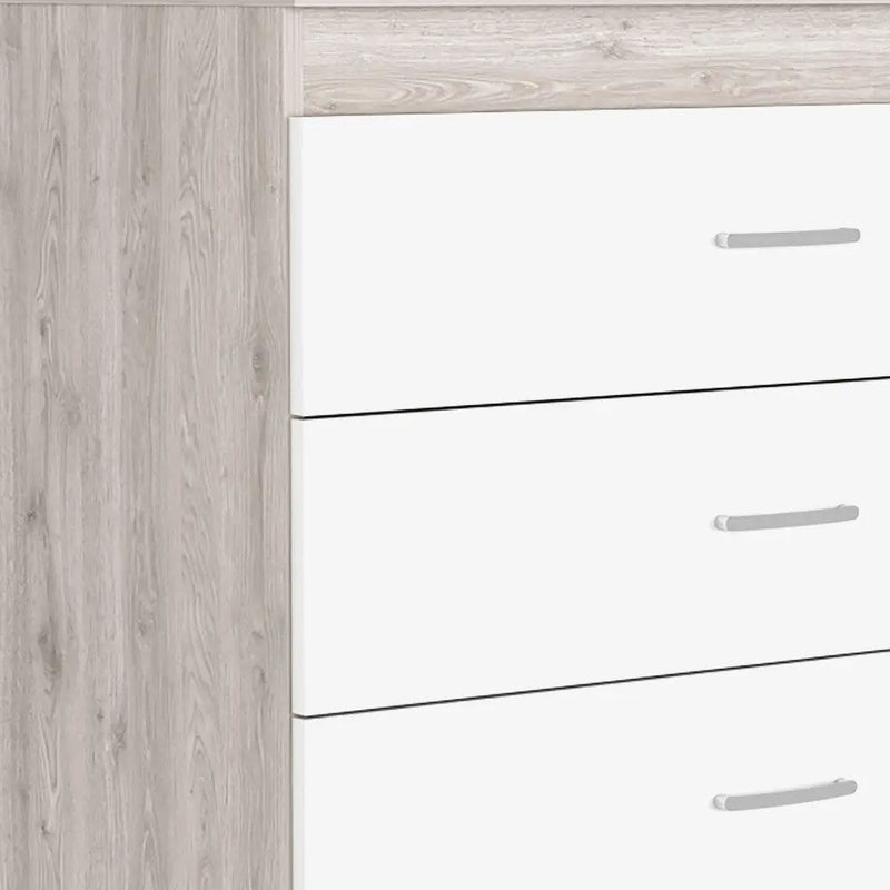 32" White and Gray Three Drawer Dresser Homeroots Bed & Bath
