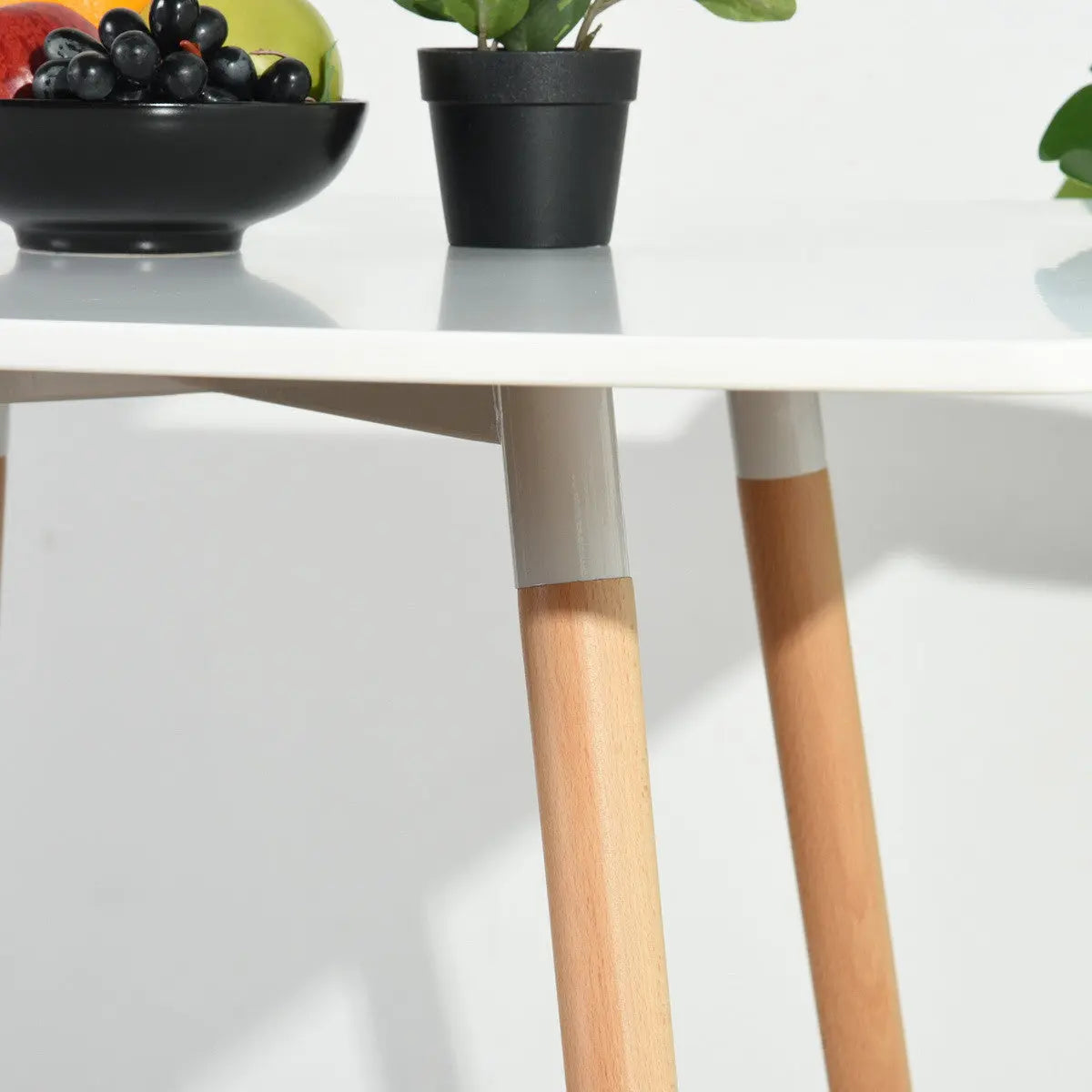 32" White and Natural Wood and Solid Wood Square Dining Table Homeroots Kitchen & Dining