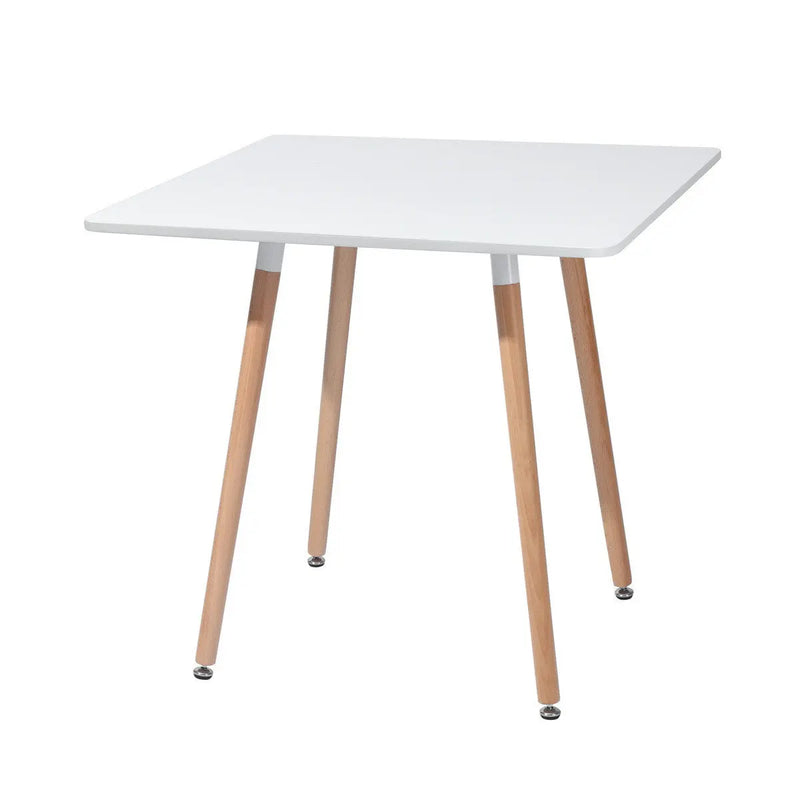 32" White and Natural Wood and Solid Wood Square Dining Table Homeroots Kitchen & Dining