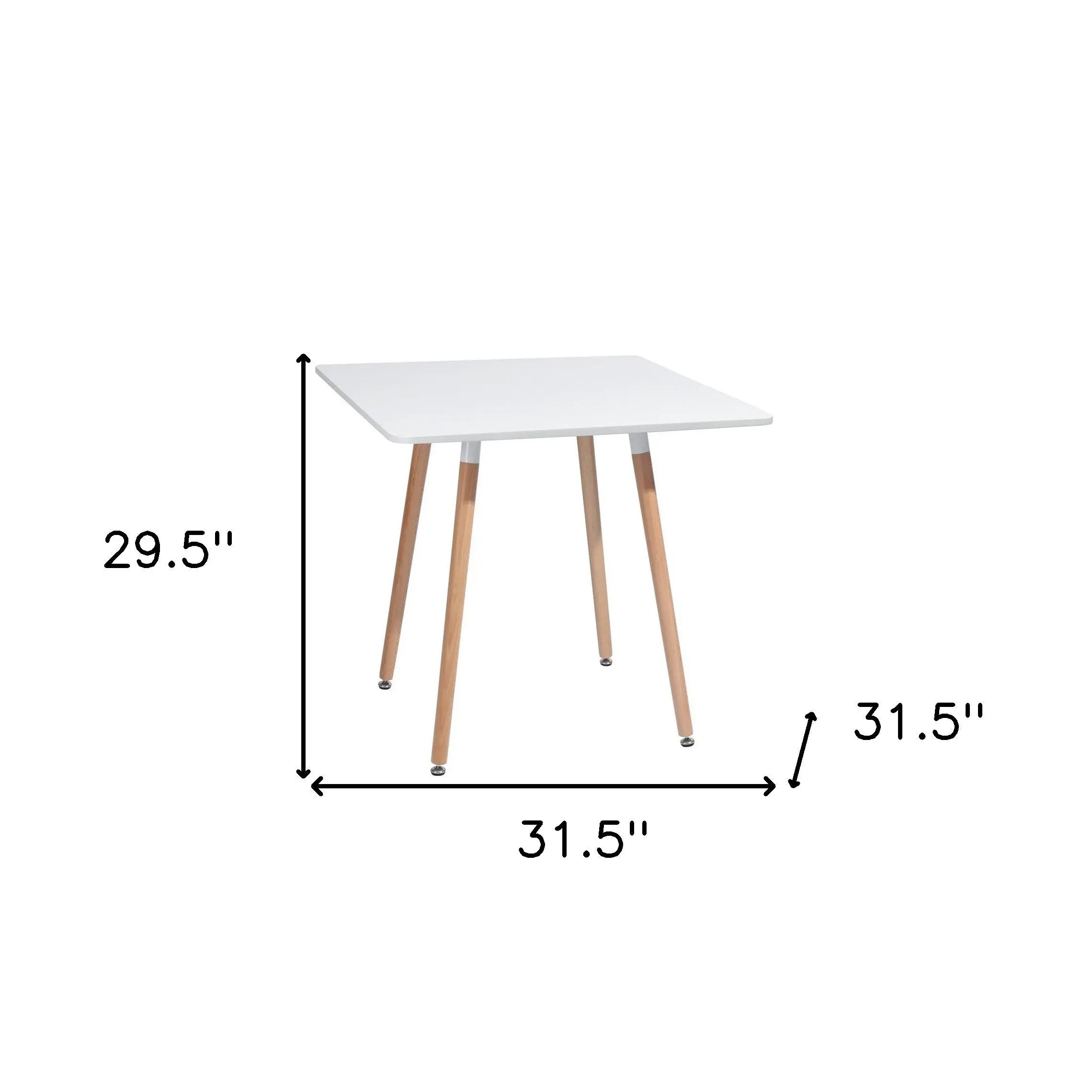 32" White and Natural Wood and Solid Wood Square Dining Table Homeroots Kitchen & Dining