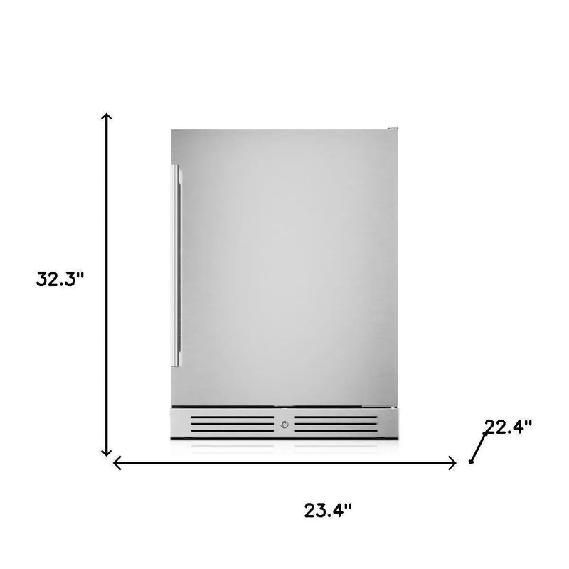 32" X 23" Silver Stainless Steel Single Compartment Can Beverage Refrigerator Homeroots Home Decor