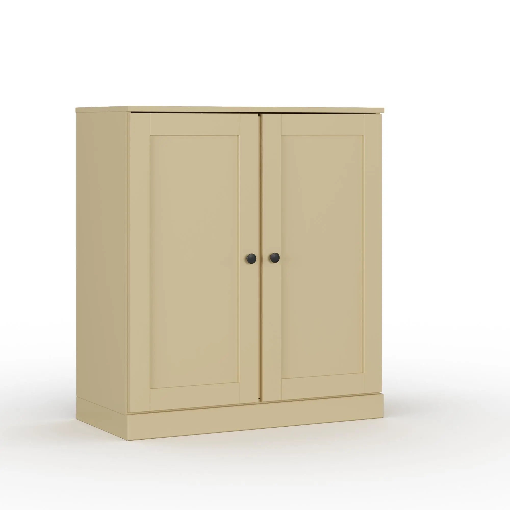 32" Yellow Solid Wood Free Standing Double Door Linen Cabinet Homeroots Organization
