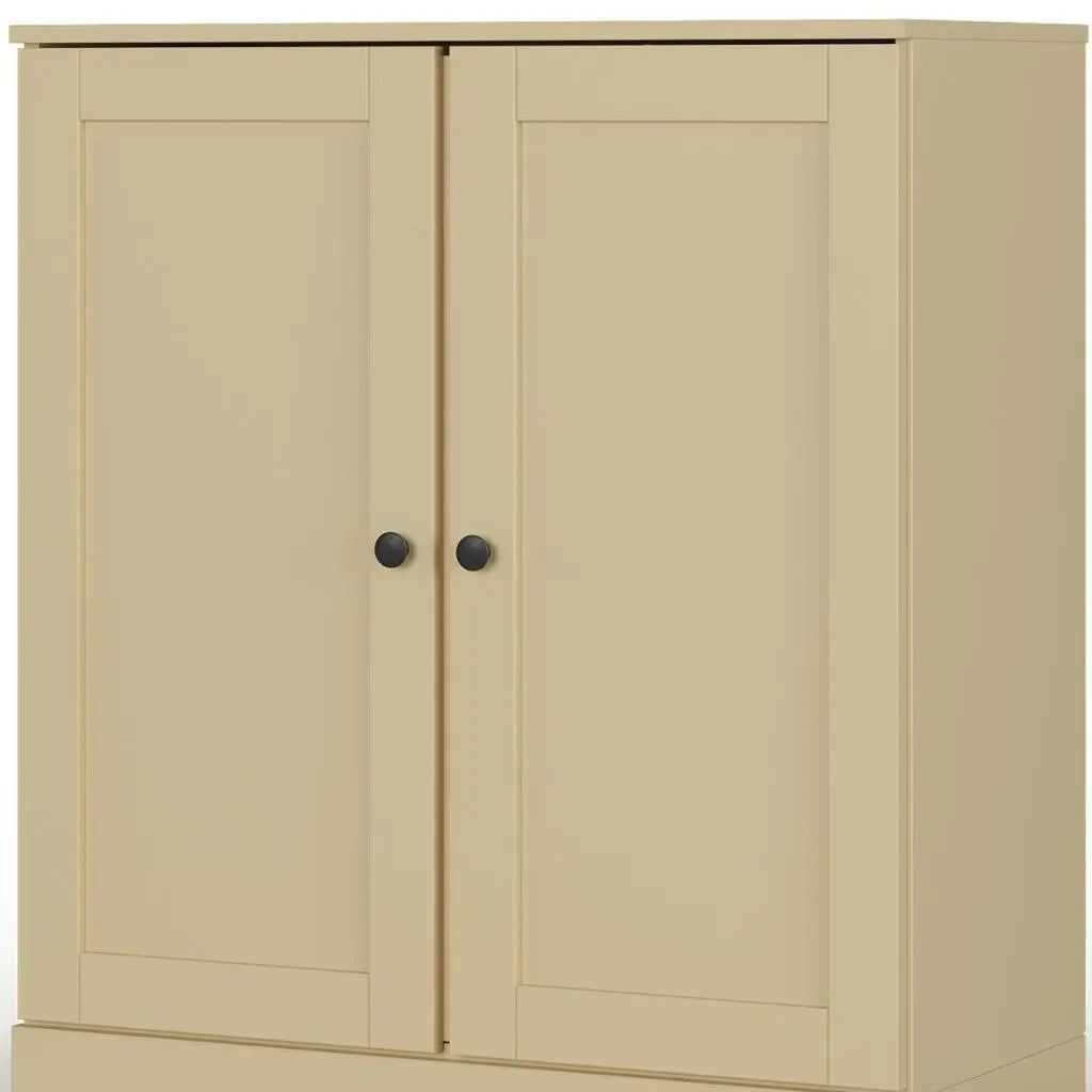 32" Yellow Solid Wood Free Standing Double Door Linen Cabinet Homeroots Organization