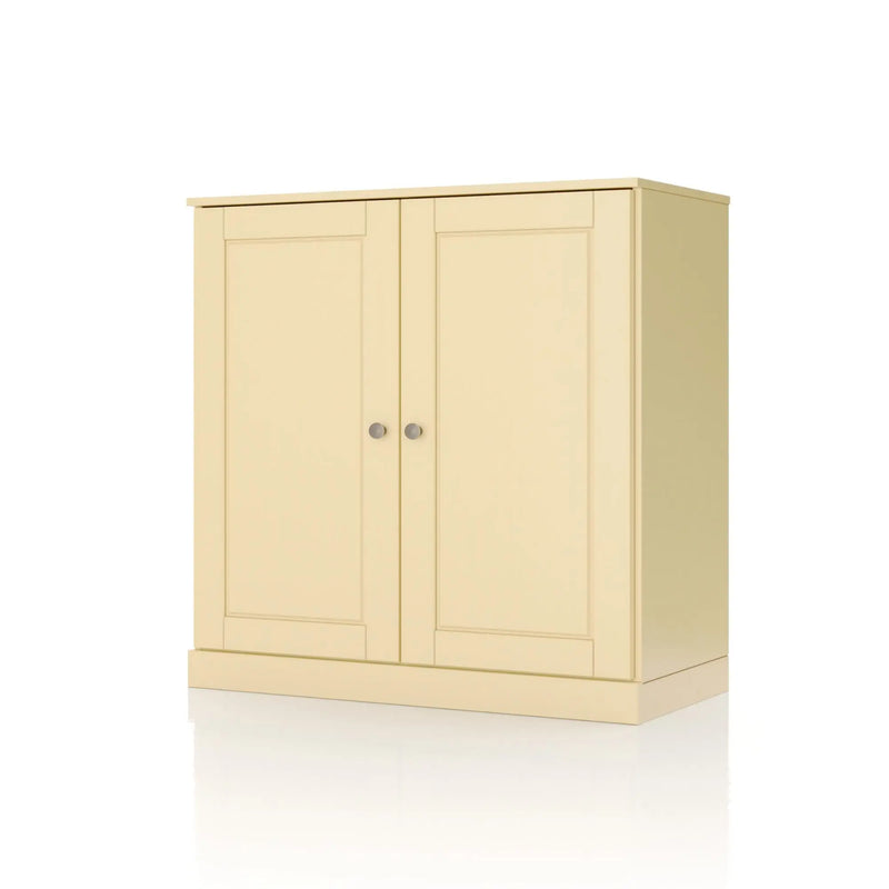 32" Yellow Solid Wood Free Standing Double Door Linen Cabinet Homeroots Organization