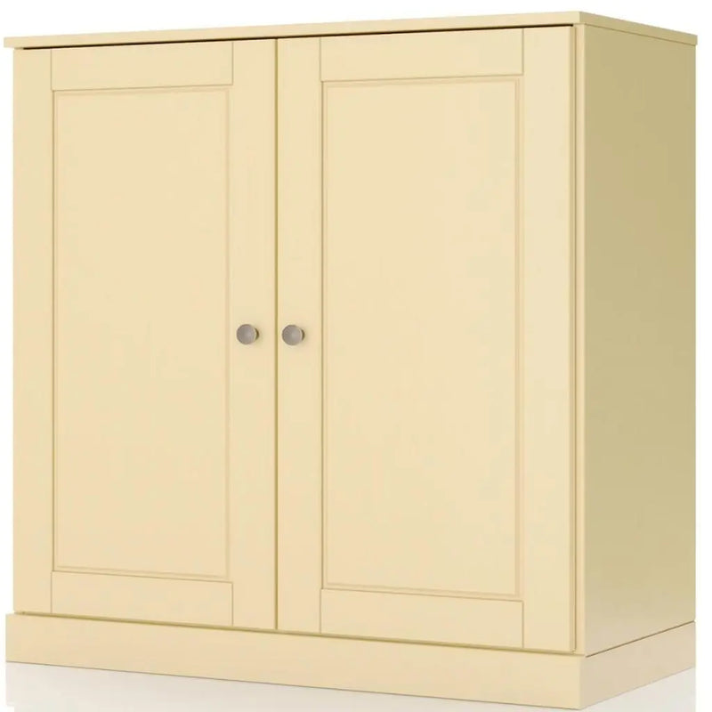 32" Yellow Solid Wood Free Standing Double Door Linen Cabinet Homeroots Organization