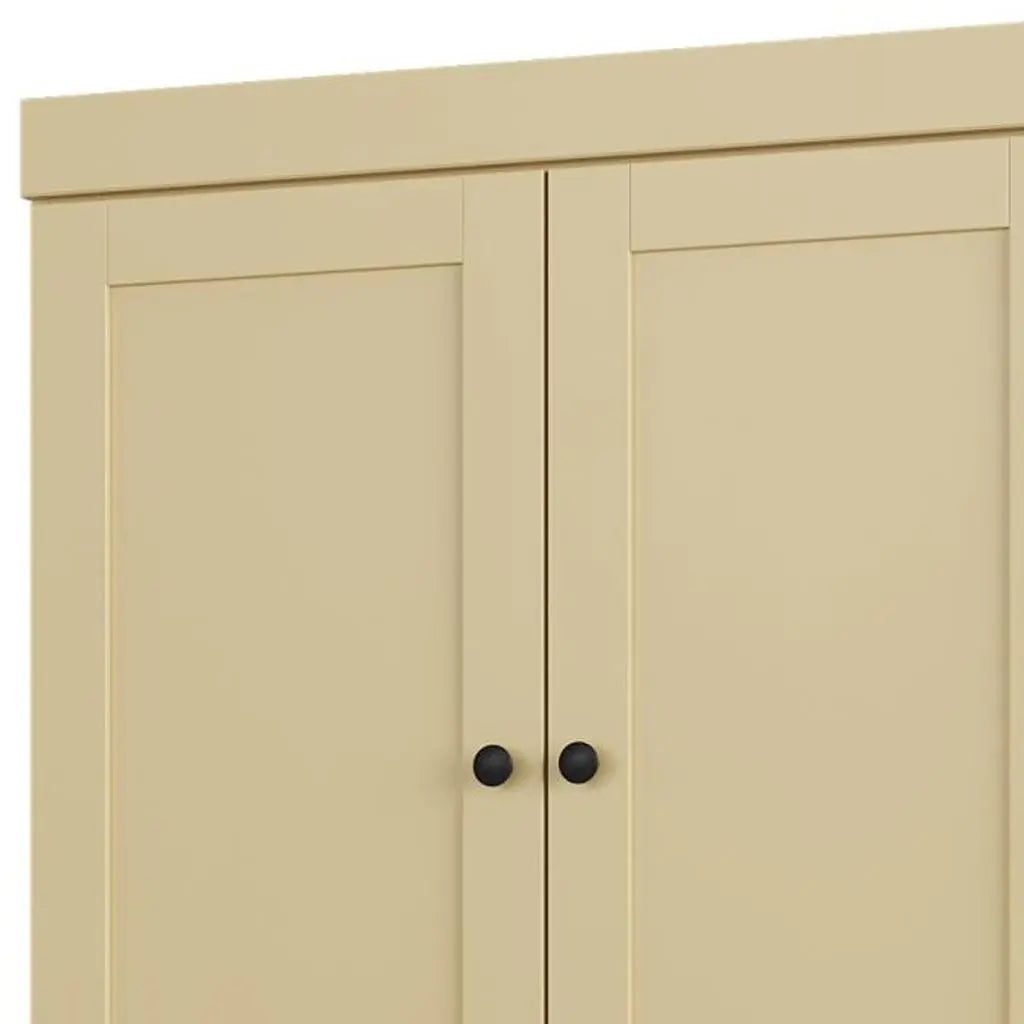 32" Yellow Solid Wood Free Standing Four Door Linen Cabinet Homeroots Organization