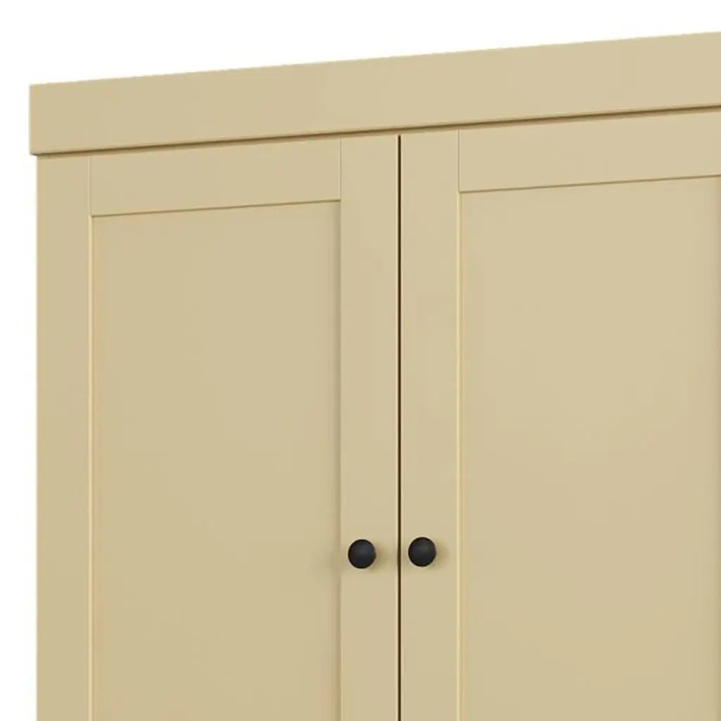 32" Yellow Solid Wood Free Standing Four Door Linen Cabinet Homeroots Organization