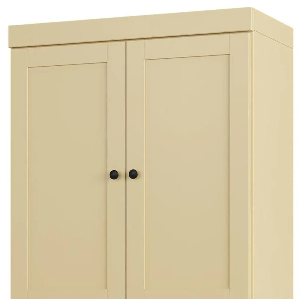 32" Yellow Solid Wood Free Standing Four Door Linen Cabinet Homeroots Organization