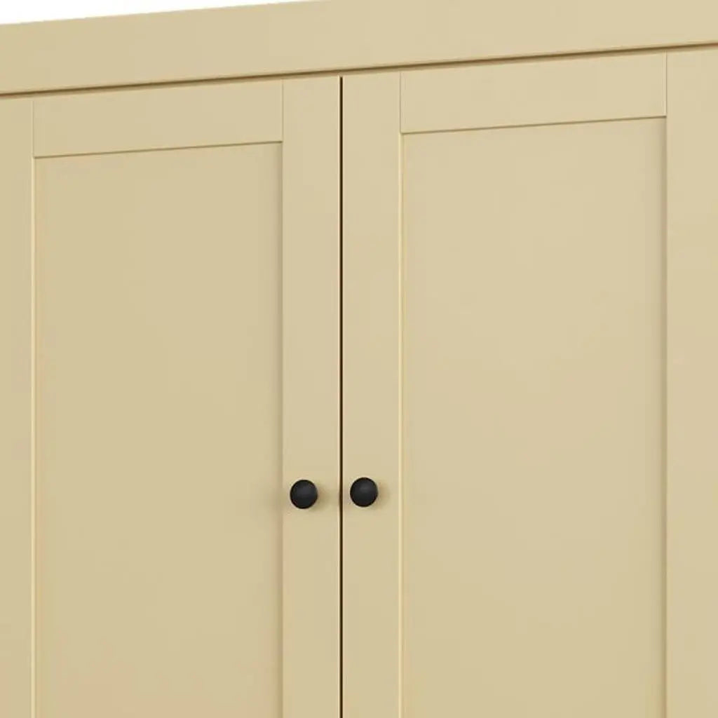 32" Yellow Solid Wood Free Standing Four Door Linen Cabinet Homeroots Organization