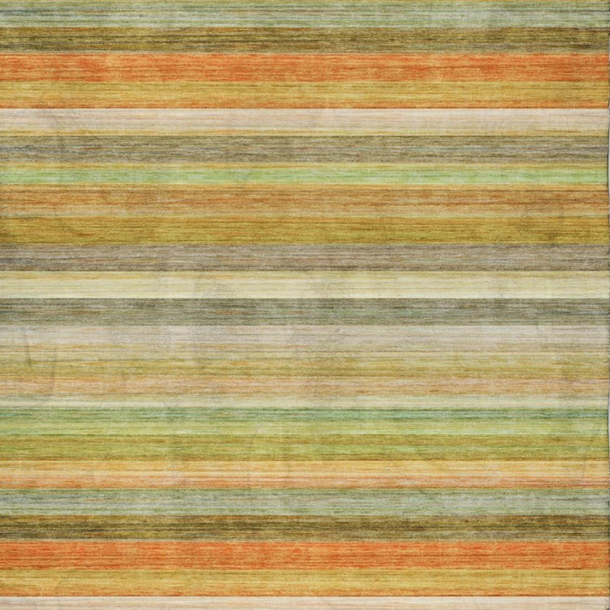 3' X 5' Green And Orange Striped Shag Washable Area Rug With UV Protection - Home & Garden
