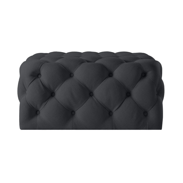 33" Black Velvet Rolling Tufted Cocktail Ottoman Homeroots Living Room