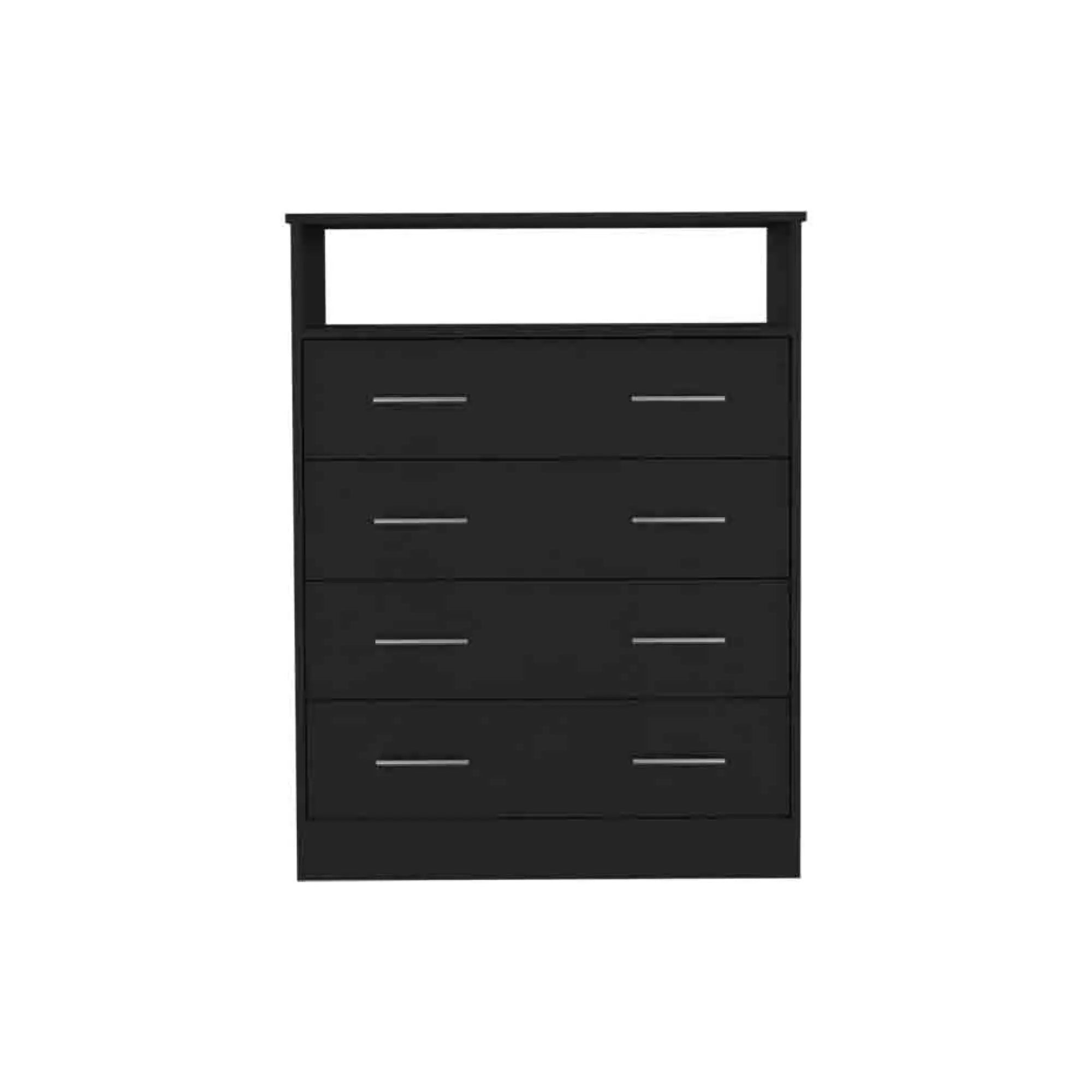 33" Black Wood Four Drawer Dresser Homeroots Bed & Bath