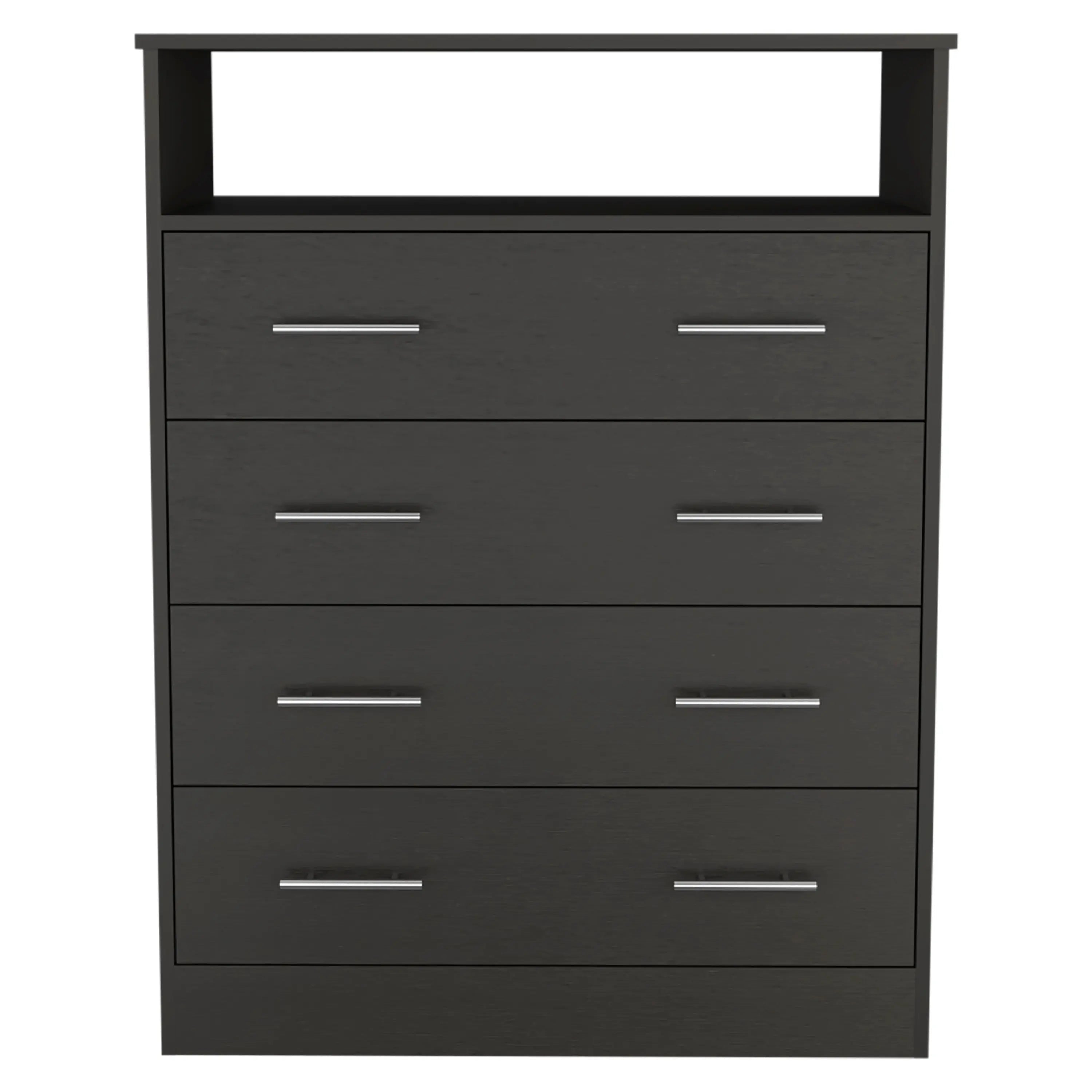 33" Black Wood Four Drawer Dresser Homeroots Bed & Bath