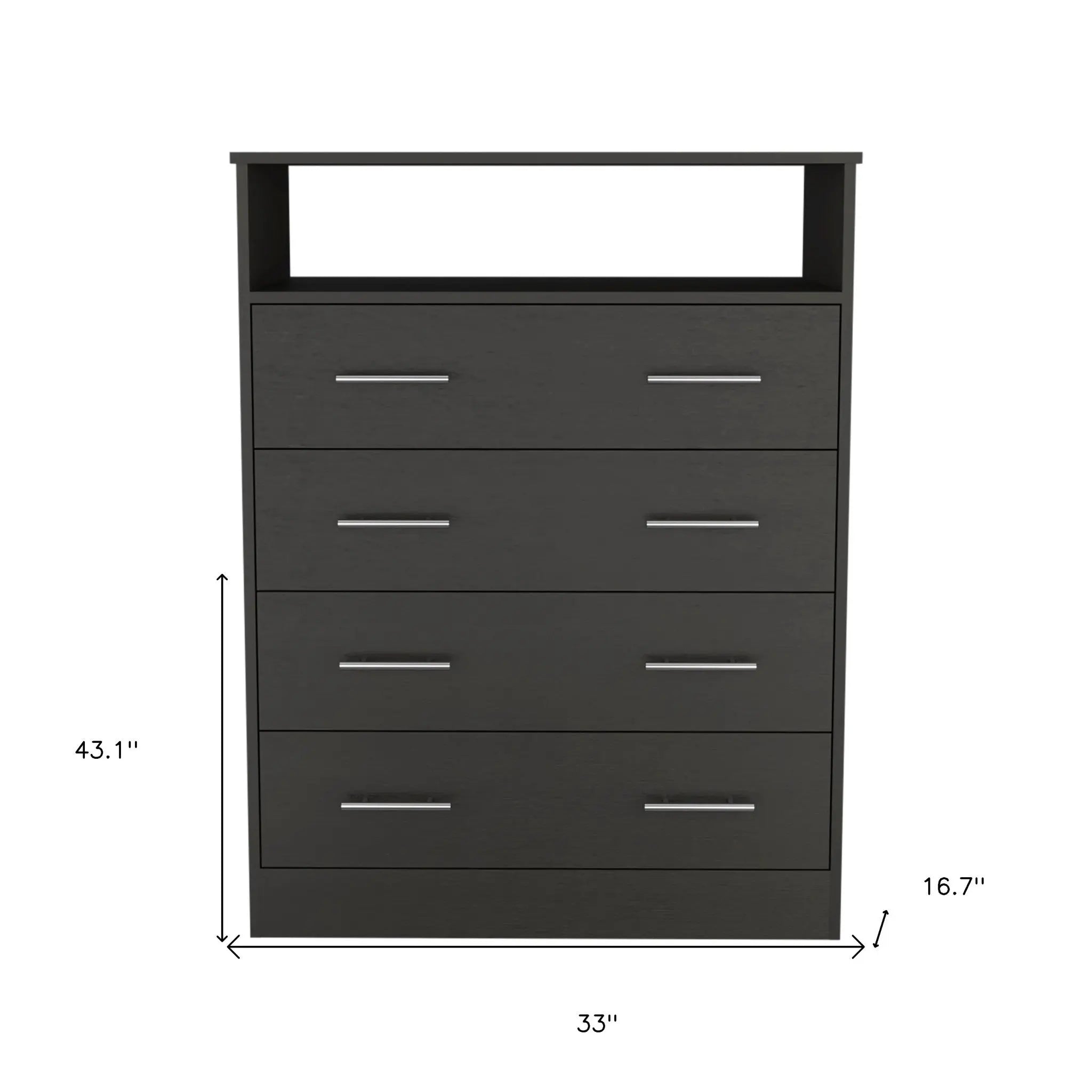 33" Black Wood Four Drawer Dresser Homeroots Bed & Bath