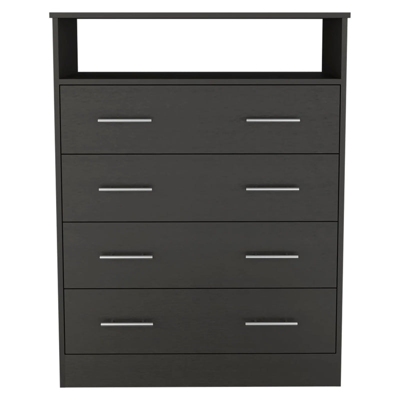 33" Black Wood Four Drawer Dresser Homeroots Bed & Bath