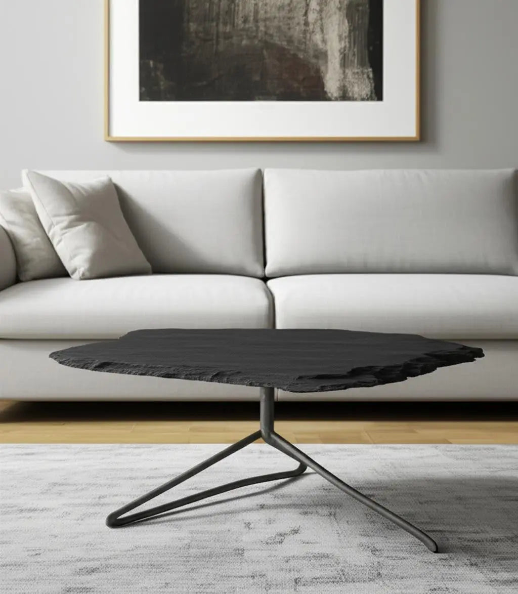 33" Black Wood and Metal Round Pedestal Coffee Table Homeroots Living Room