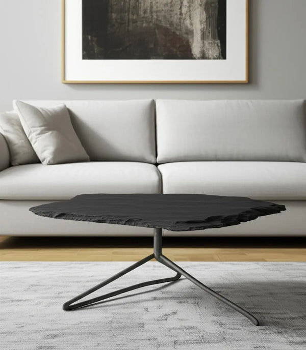 33" Black Wood and Metal Round Pedestal Coffee Table Homeroots Living Room